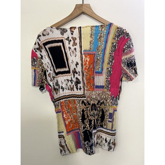 Y2K 90s Maximalist Eclectic Plisse Top S Indie Patchwork Collage Artwear Boho - Picture 2 of 12